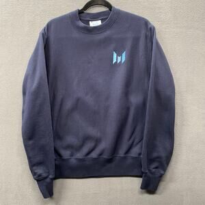 Champion Reverse Weave Sweatshirt Unisex Medium Blue Business Logo Embroidered